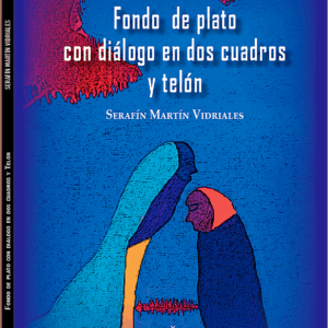 Fondo de plato con diálogo en dos cuadros y telón