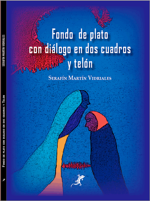 Fondo de plato con diálogo en dos cuadros y telón